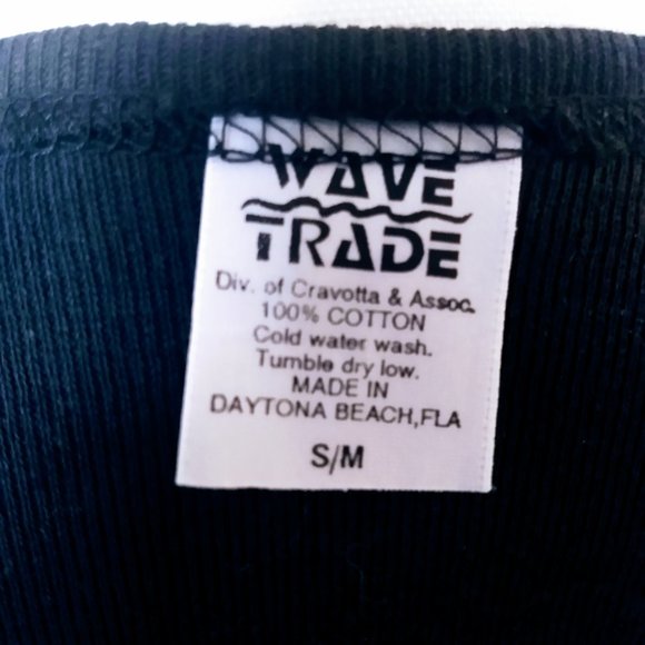 Wave Trade Lace-Up Long Sleeve Black Ribbed Knit Top 100% Cotton S/M EUC - Picture 3 of 3